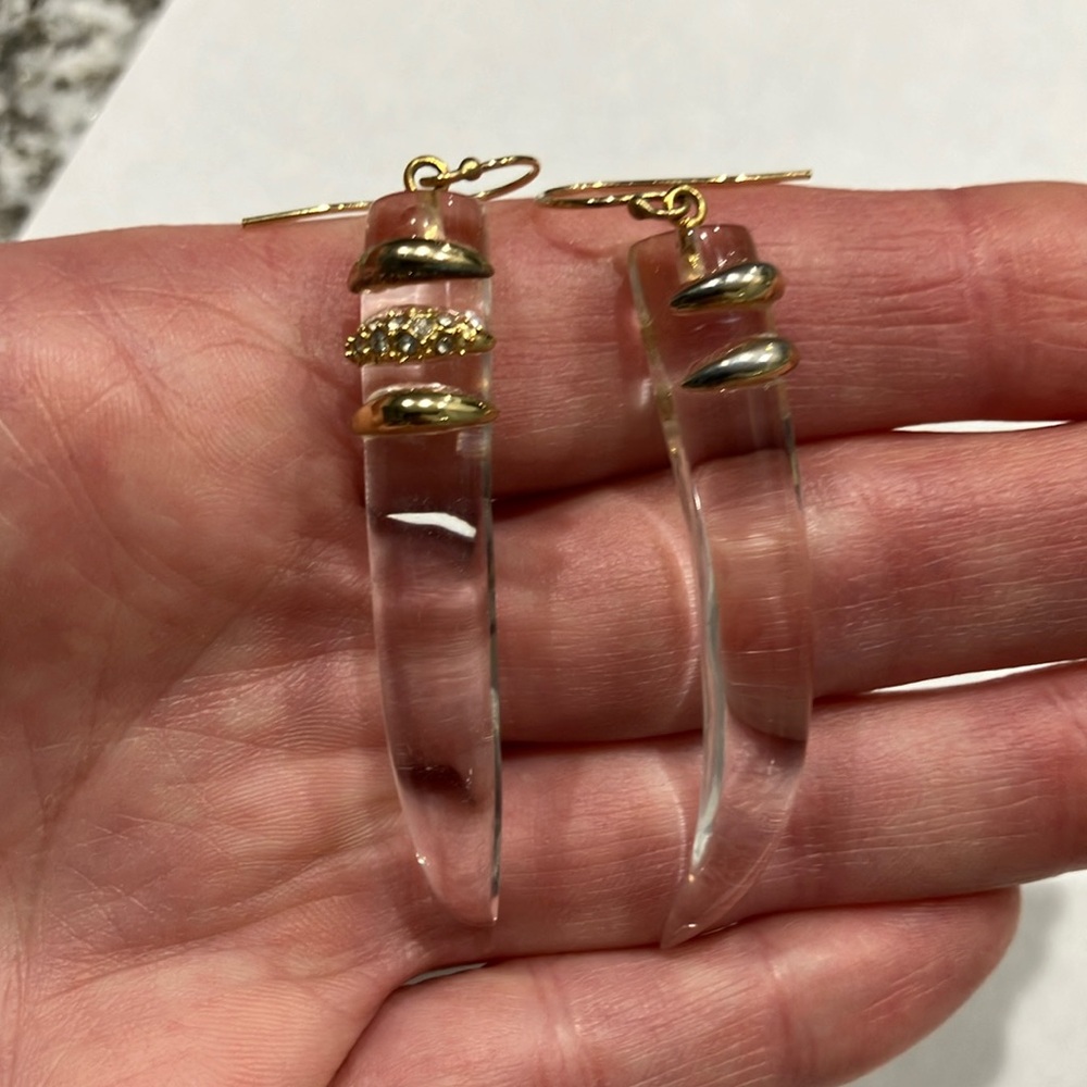ALEXIS BITTAR Clear Gold & Lucite Statement Earrings